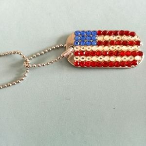 Flag Fourth of July dog tag necklace